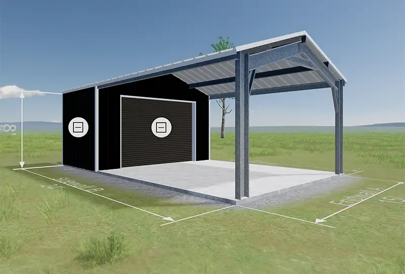 A Steel Carport with a built in Shed