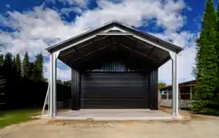 a carport with a garage built in to it.