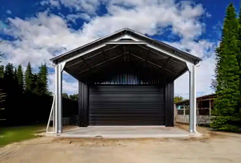 a carport with a garage built in to it.