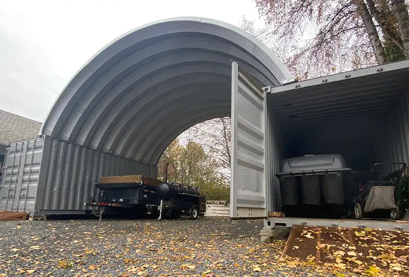 Grey Shipping Container Metal Roof